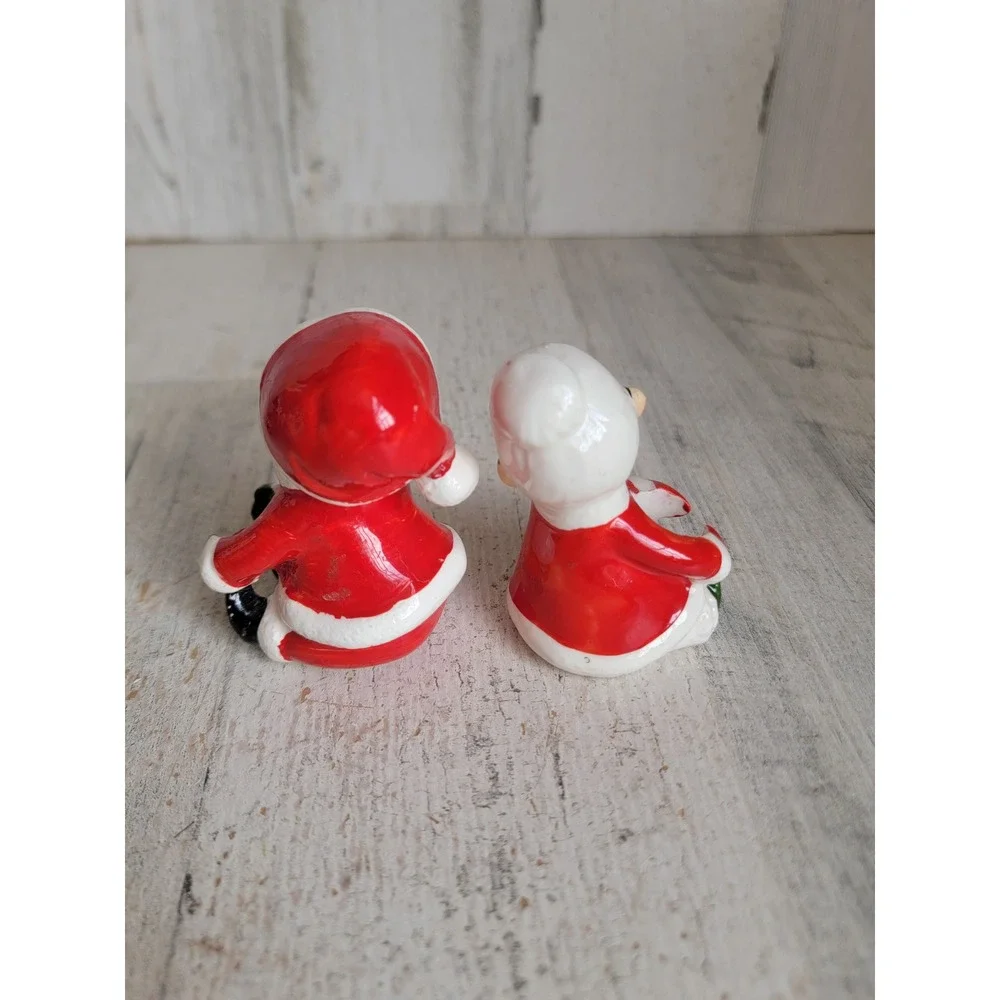 Japan vintage lefton Mr Mrs Santa Claus candle hugger holder set Xmas